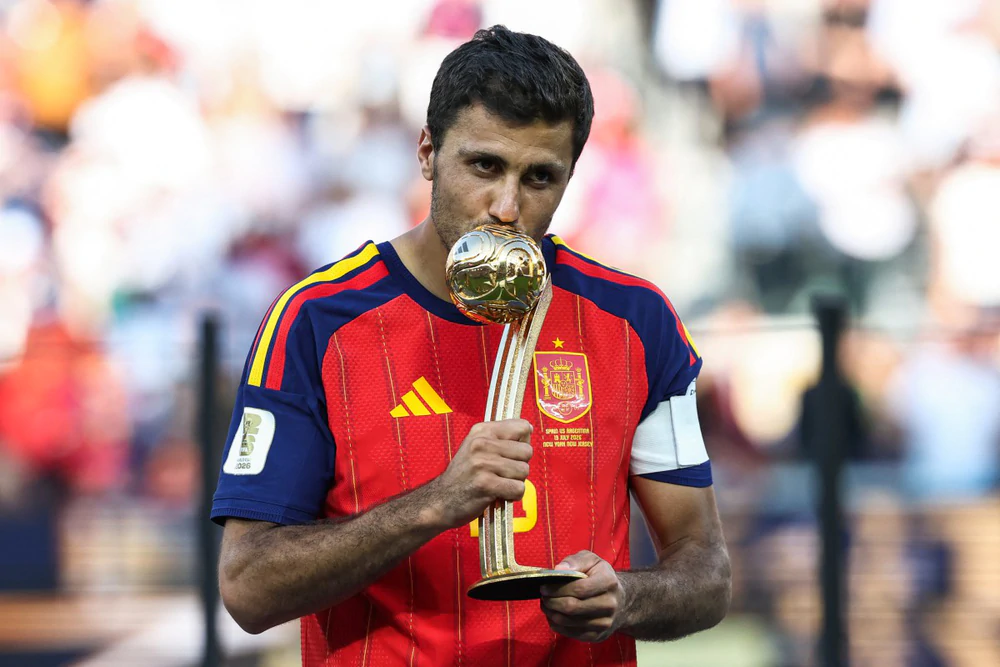 Rodri giành quả bóng vàng World Cup 2026. Ảnh: AFP/TTXVN Rodri giành quả bóng vàng World Cup 2026. Ảnh: AFP/TTXVN