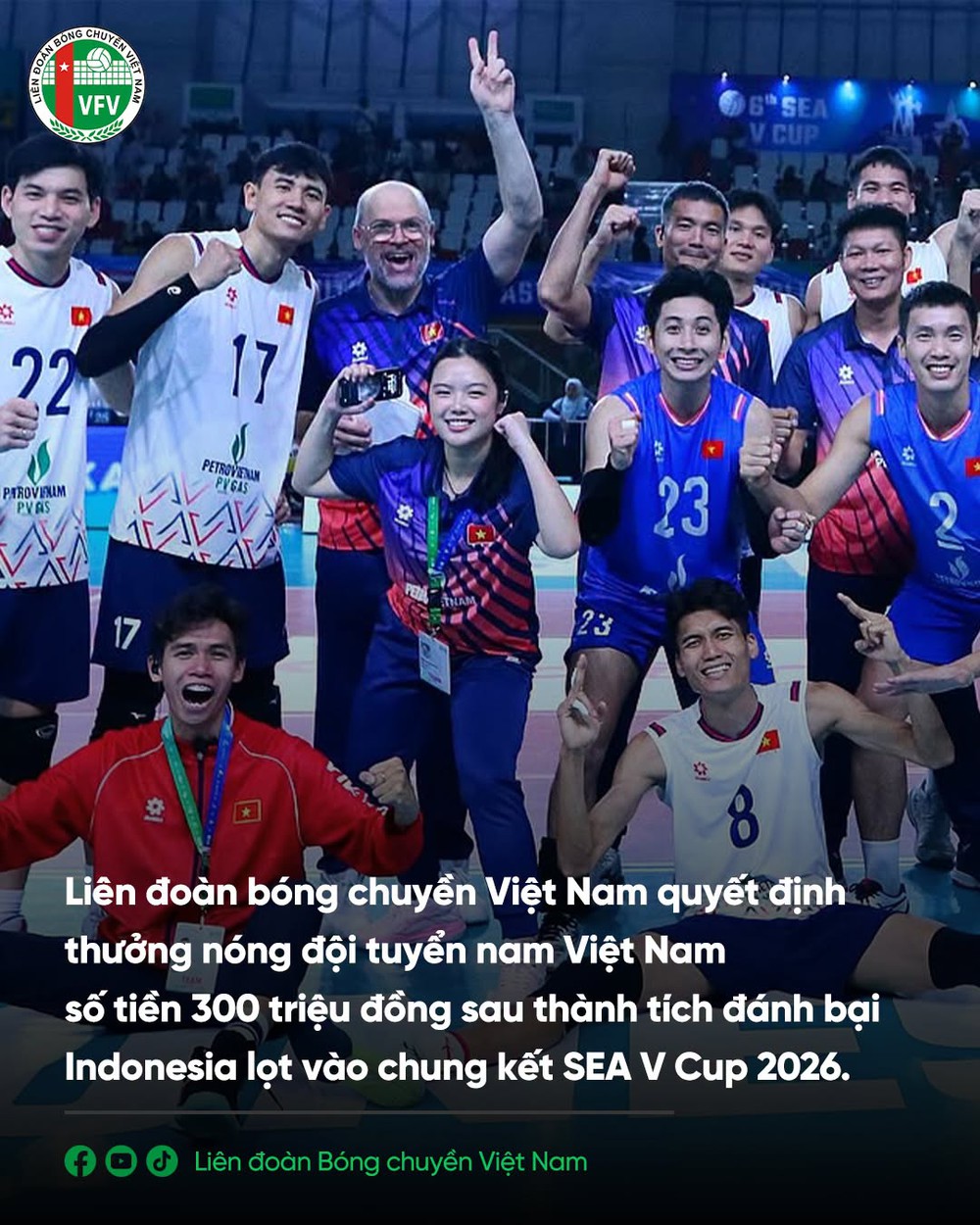 Đội tuyển bóng chuyền Việt Nam nhận cú hích lớn trước trận chung kết SEA V Cup 2026 gặp Thái Lan - Ảnh 1.