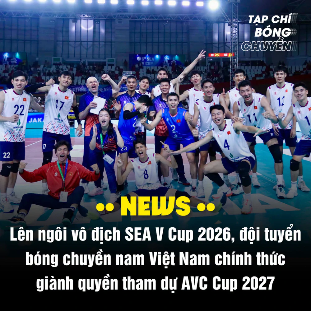 Tuyển bóng chuyền nam Việt Nam giành vé dự AVC Cup 2027 sau chức vô địch SEA V Cup lịch sử - Ảnh 1. bóng chuyền
