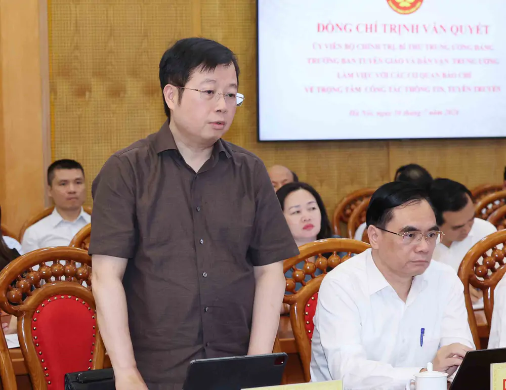 Trưởng Ban Tuyên giáo và Dân vận Trung ương làm việc với các cơ quan báo chí về trọng tâm công tác thông tin, tuyên truyền - Ảnh 6. Trưởng Ban Tuyên giáo và Dân vận Trung ương làm việc với các cơ quan báo chí về trọng tâm công tác thông tin, tuyên truyền - Ảnh 6.