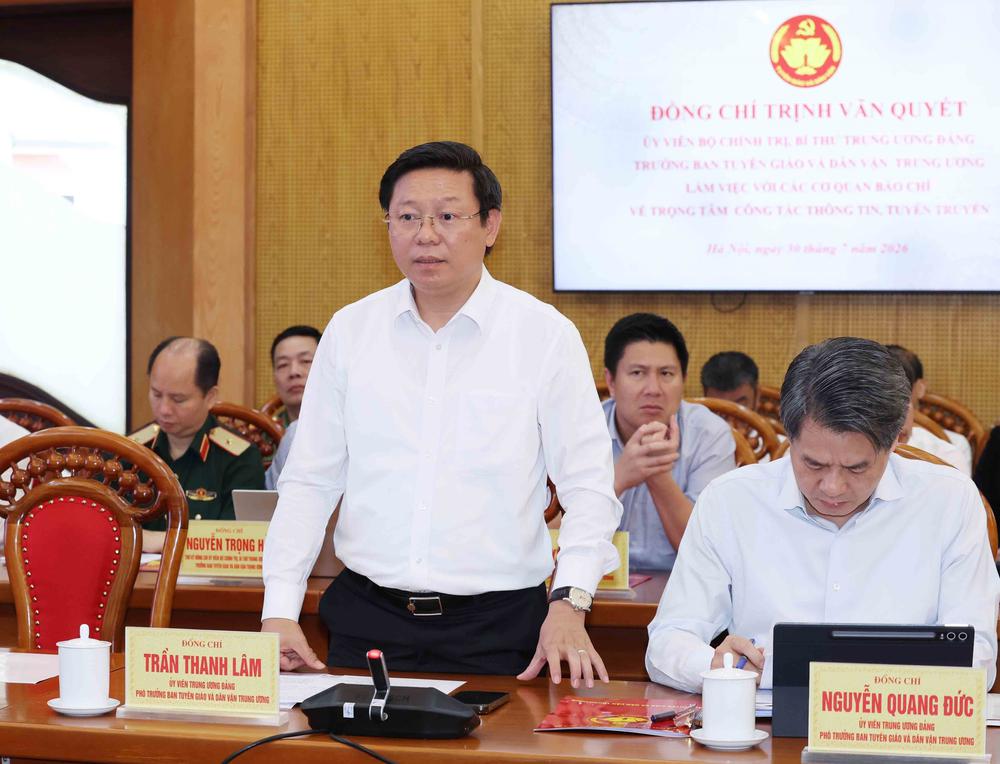 Trưởng Ban Tuyên giáo và Dân vận Trung ương làm việc với các cơ quan báo chí về trọng tâm công tác thông tin, tuyên truyền - Ảnh 5. Trưởng Ban Tuyên giáo và Dân vận Trung ương làm việc với các cơ quan báo chí về trọng tâm công tác thông tin, tuyên truyền - Ảnh 5.