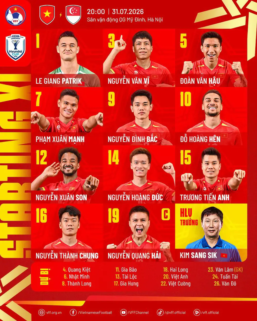 TRỰC TIẾP bóng đá Việt Nam vs Singapore: Xuân Son, Hoàng Hên và Đình Bắc đá chính - Ảnh 4. TRỰC TIẾP bóng đá Việt Nam vs Singapore: Xuân Son, Hoàng Hên và Đình Bắc đá chính - Ảnh 4.
