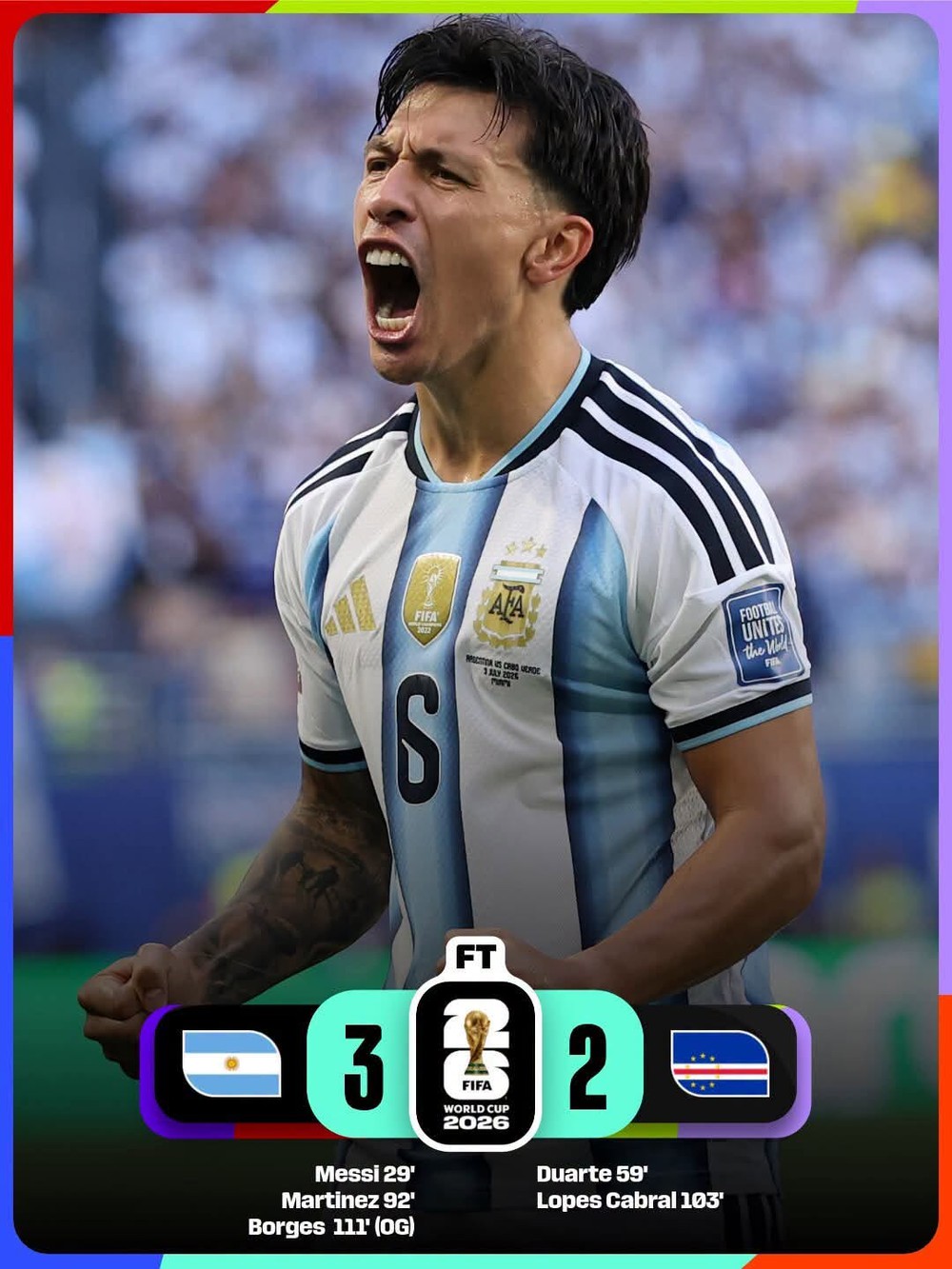 Vì sao Messi không được tính kiến tạo ở trận Argentina thắng Cape Verde? - Ảnh 3. Vì sao Messi không được tính kiến tạo ở trận Argentina thắng Cape Verde? - Ảnh 3.