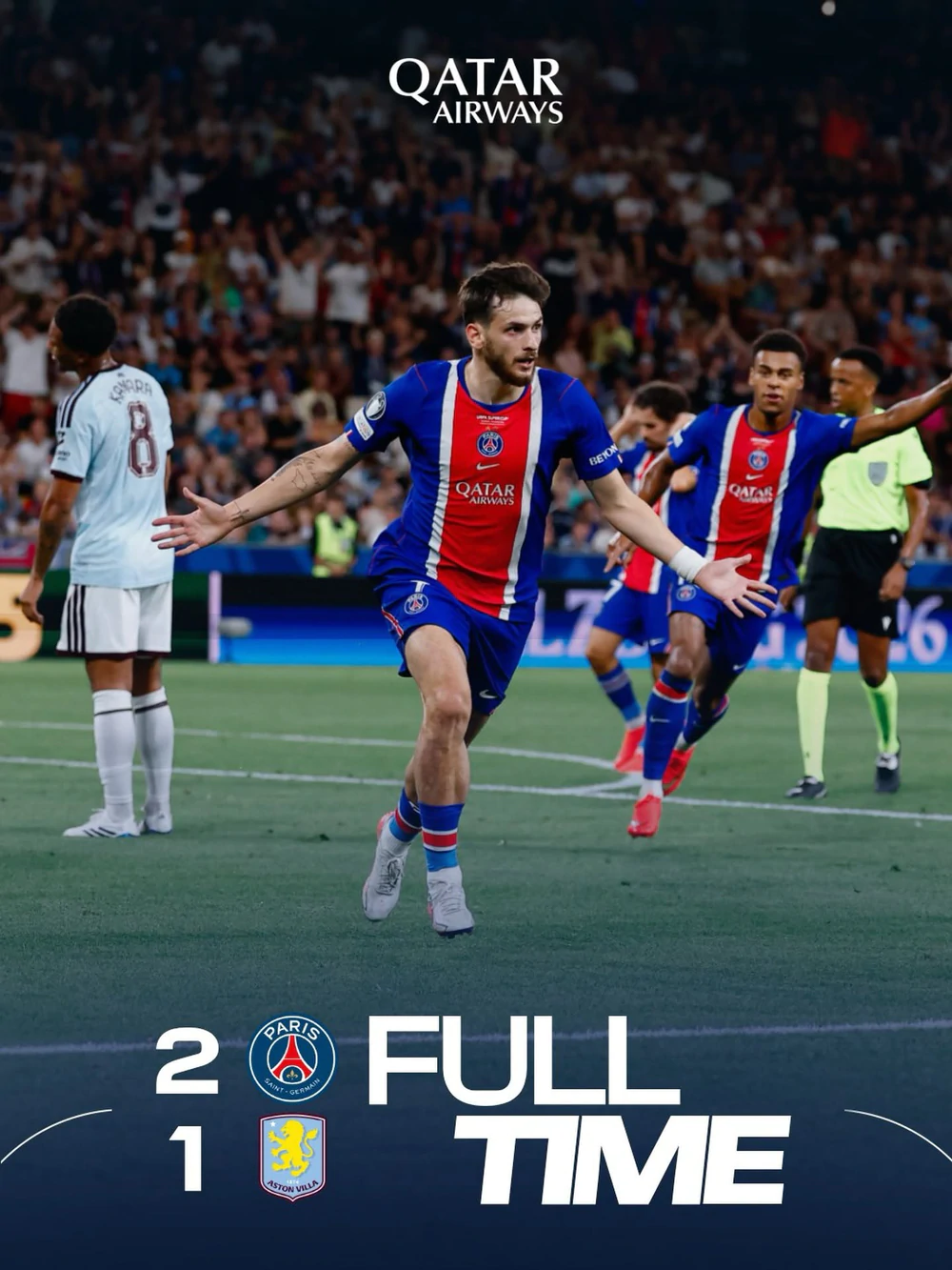 Song sát Kravatskhelia - Desire Doue tỏa sáng, PSG giành Siêu cúp châu Âu - Ảnh 1. PSG