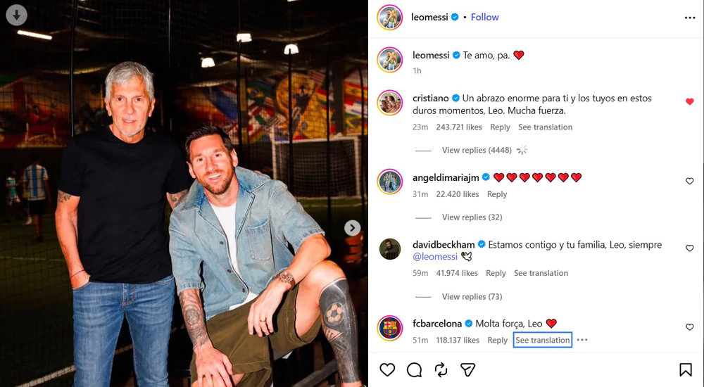 Messi được Ronaldo động viên sau bức tâm thư về người cha quá cố - Ảnh 1. Messi được Ronaldo động viên sau bức tâm thư về người cha quá cố - Ảnh 1.