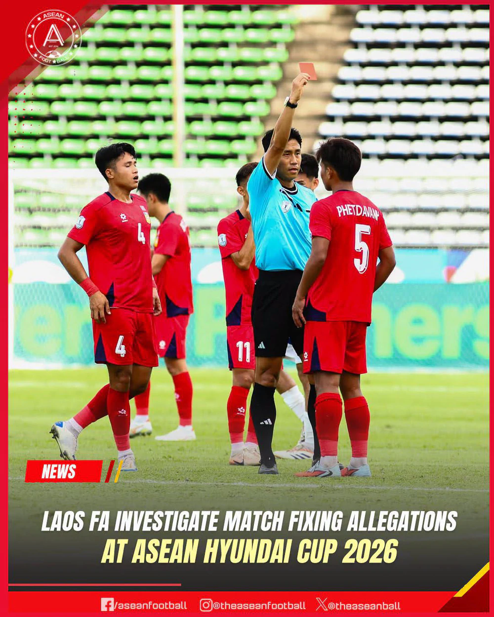 Địa chấn ở ASEAN Cup 2026: Đội tuyển Lào bị điều tra nghi án dàn xếp tỷ số - Ảnh 1. ASEAN Cup 2026