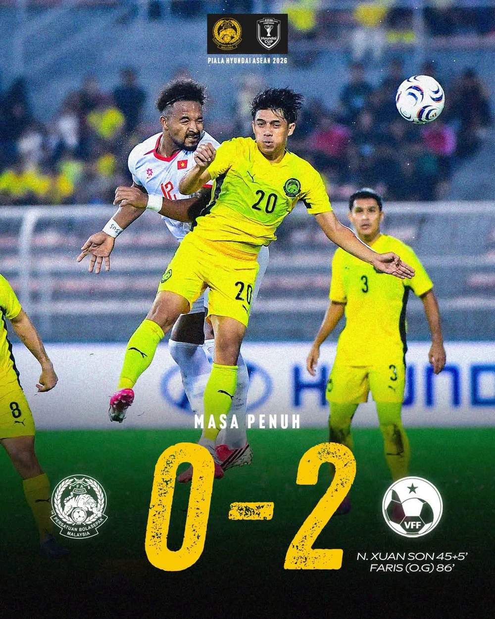 Xuân Son ghi bàn, ĐT Việt Nam thắng 2-0 Malaysia ở bán kết lượt đi ASEAN Cup 2026 - Ảnh 1. Xuân Son ghi bàn, ĐT Việt Nam thắng 2-0 Malaysia ở bán kết lượt đi ASEAN Cup 2026 - Ảnh 1.