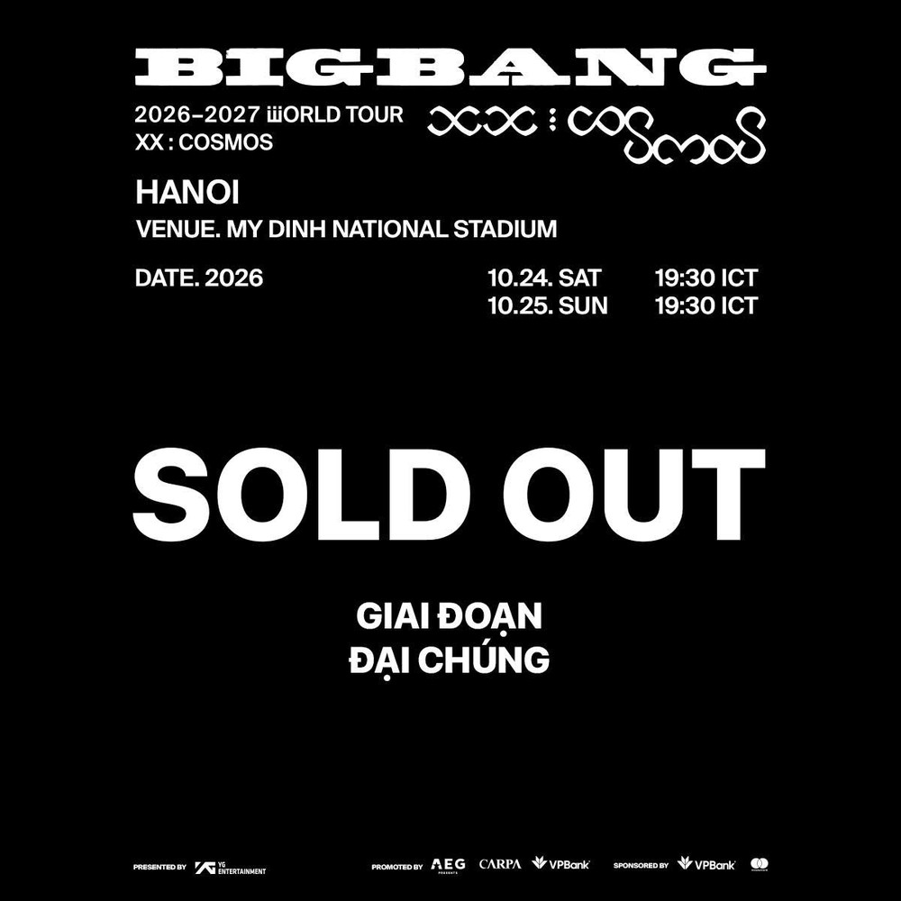Toàn bộ vé xem BIGBANG tại Hà Nội hết vé trong vòng hơn 1 tiếng mở bán đại chúng - Ảnh 1. Toàn bộ vé xem BIGBANG tại Hà Nội hết vé trong vòng hơn 1 tiếng mở bán đại chúng - Ảnh 1.
