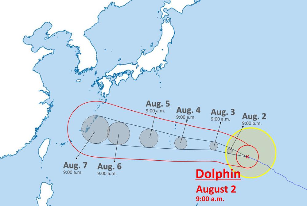 Siêu bão DOLPHIN giảm cấp, di chuyển về phía Okinawa (Nhật Bản) - Ảnh 1. Siêu bão DOLPHIN giảm cấp, di chuyển về phía Okinawa (Nhật Bản) - Ảnh 1.