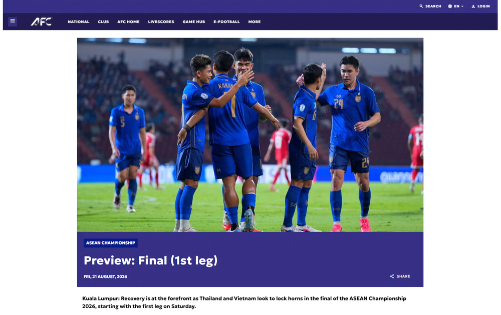 CẬP NHẬT chung kết Việt Nam vs Thái Lan 21/8: AFC chỉ ra chìa khóa chiến thắng ở Rajamangala - Ảnh 1. CẬP NHẬT chung kết Việt Nam vs Thái Lan 21/8: AFC chỉ ra chìa khóa chiến thắng ở Rajamangala - Ảnh 1.