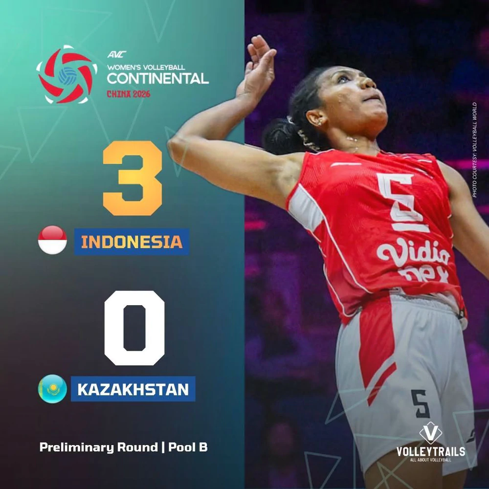 Bóng chuyền nữ Indonesia tạo địa chấn khi thắng trắng Kazakhstan ở giải châu Á - Ảnh 1. bóng chuyền