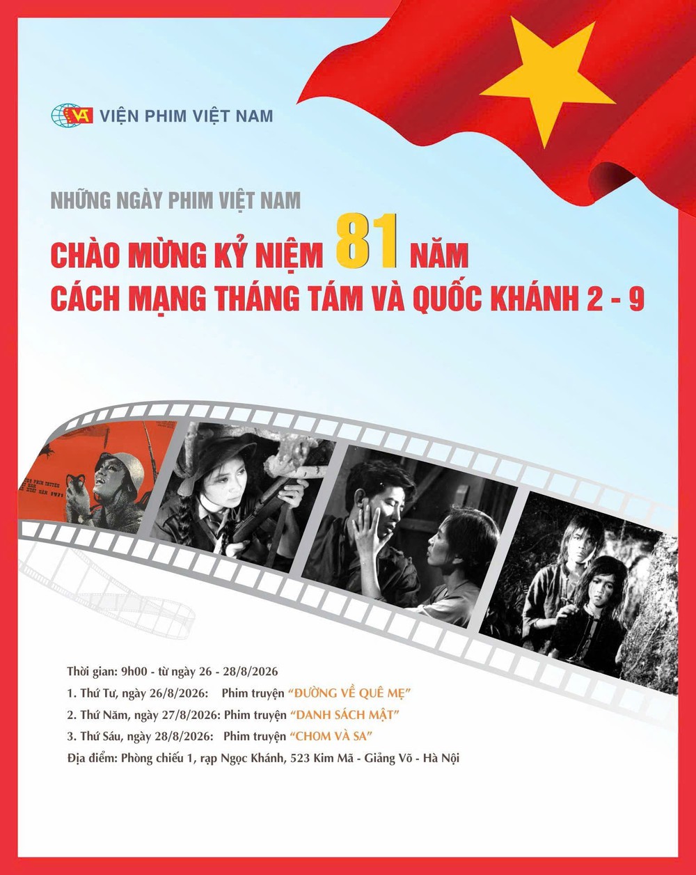 Ngày phim Việt Nam chào mừng kỷ niệm 81 năm Cách mạng tháng Tám và Quốc khánh 2/9 - Ảnh 1.