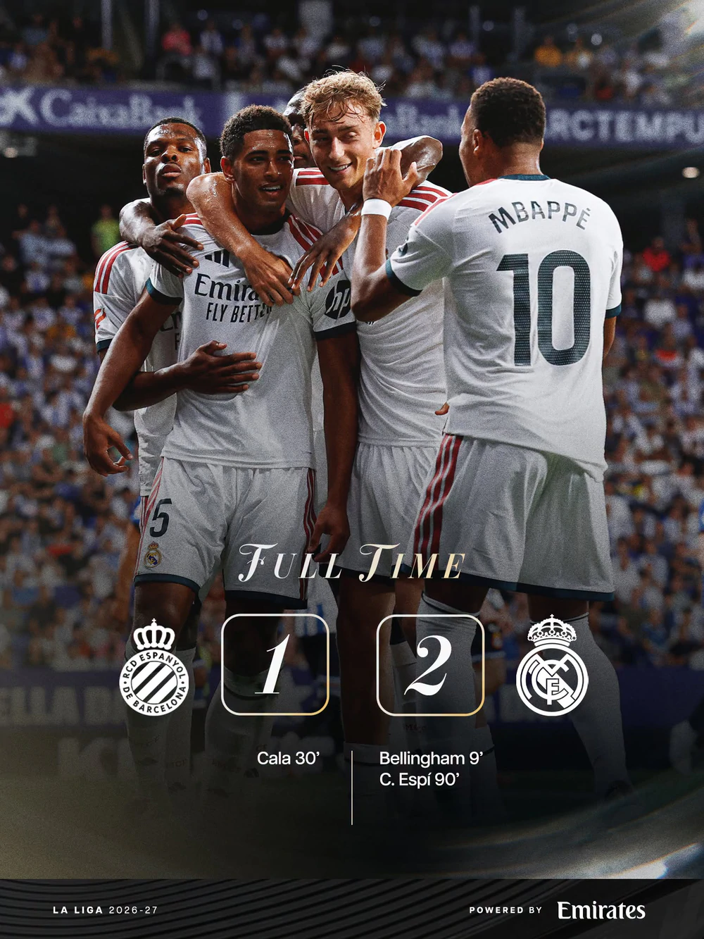 Khoảnh khắc lóe sáng của tài năng trẻ Carlos Espi ở phút 90 đã giúp Real Madrid vượt qua Espanyol với tỷ số 2-1 trong trận đấu thuộc vòng 2 La Liga. Ảnh: CLB Real Madrid Khoảnh khắc lóe sáng của tài năng trẻ Carlos Espi ở phút 90 đã giúp Real Madrid vượt qua Espanyol với tỷ số 2-1 trong trận đấu thuộc vòng 2 La Liga. Ảnh: CLB Real Madrid