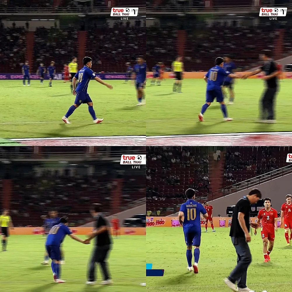 Ngôi sao ĐT Thái Lan bắt tay, cúi chào HLV Kim Sang Sik khi vào sân ở chung kết ASEAN Cup 2026 - Ảnh 1. Ngôi sao ĐT Thái Lan bắt tay, cúi chào HLV Kim Sang Sik khi vào sân ở chung kết ASEAN Cup 2026 - Ảnh 1.