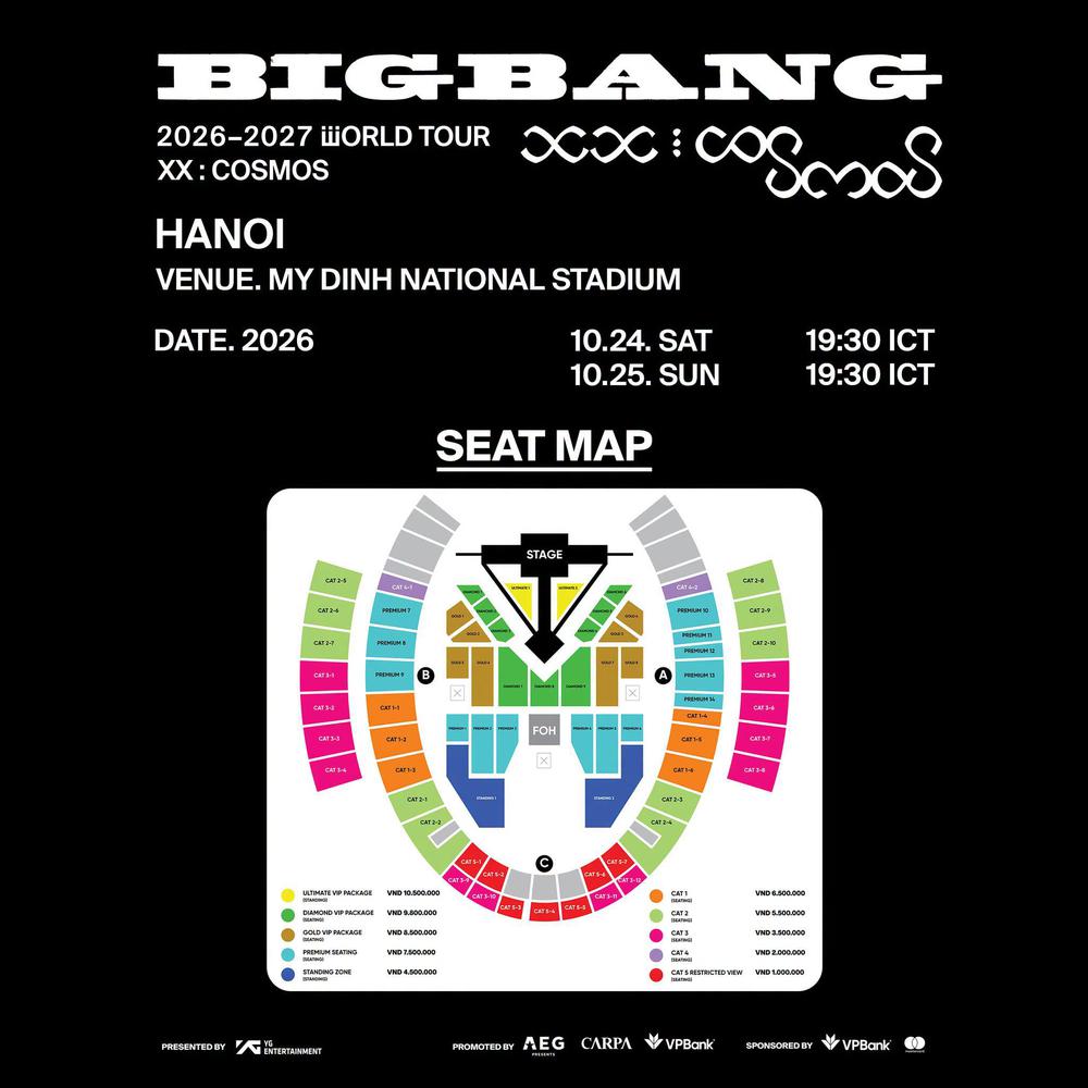 BIGBANG World Tour tại Mỹ Đình công bố 10 hạng vé, thấp nhất 1 triệu đồng - Ảnh 1. BIGBANG World Tour tại Mỹ Đình công bố 10 hạng vé, thấp nhất 1 triệu đồng - Ảnh 1.