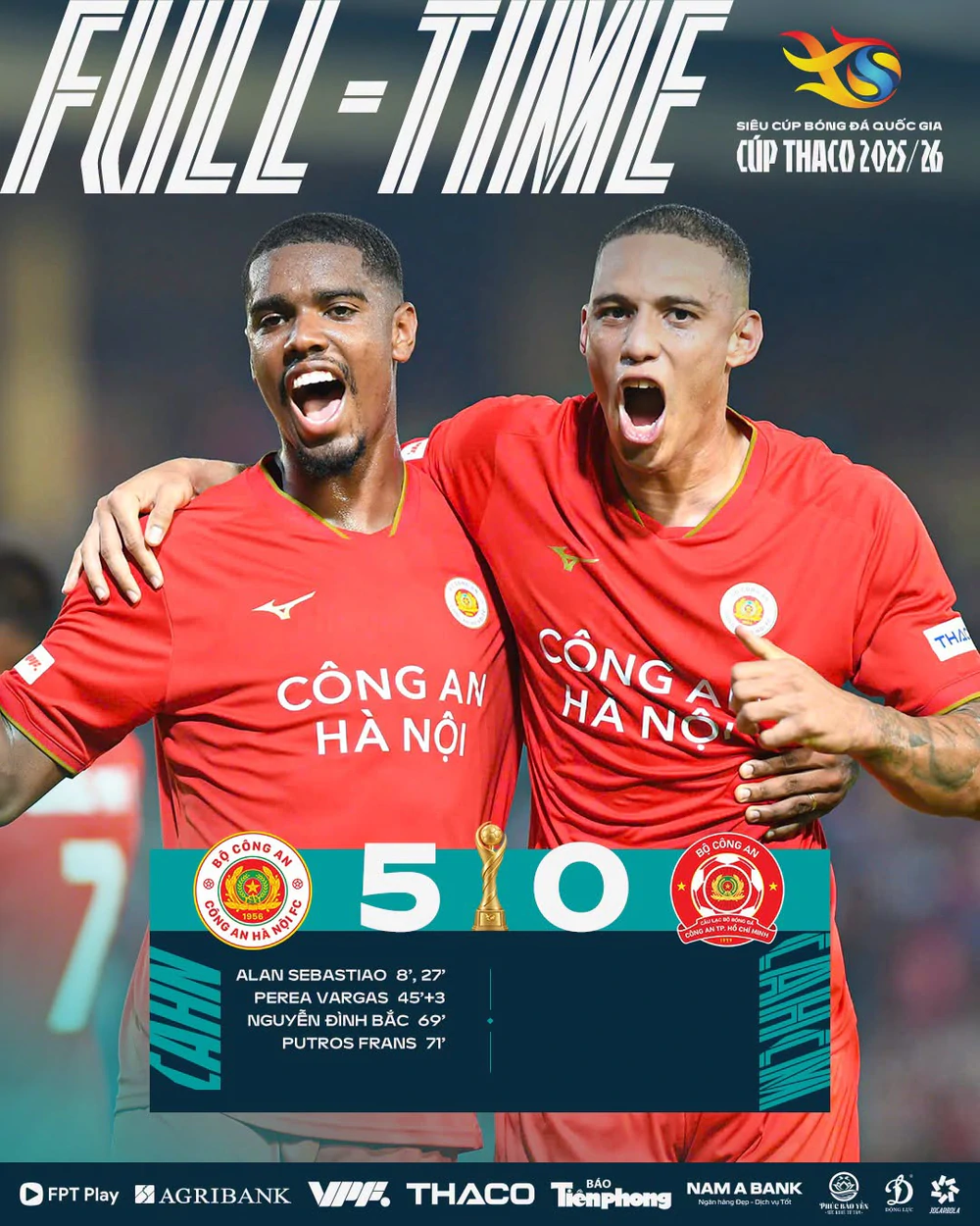 Đình Bắc ghi bàn vào lưới Patrik Lê Giang, CLB CAHN giành Siêu cúp Quốc gia sau chiến thắng 5-0 - Ảnh 1.