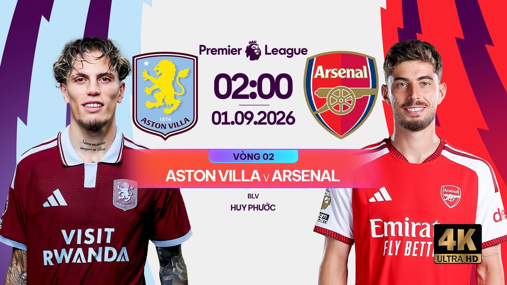 Link xem trực tiếp bóng đá Aston Villa vs Arsenal 02h00 ngày 1/9, vòng 2 Ngoại hạng Anh - Ảnh 2.