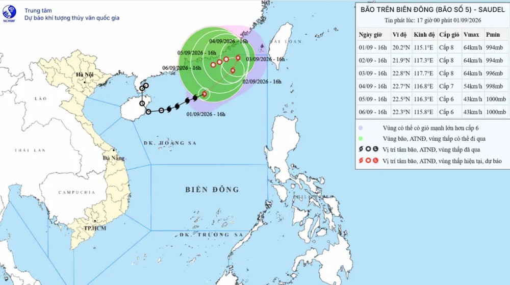 Bão số 5 vẫn giữ nguyên cường độ, hướng di chuyển, ít khả năng ảnh hưởng tới đất liền Việt Nam - Ảnh 1. Bão số 5 vẫn giữ nguyên cường độ, hướng di chuyển, ít khả năng ảnh hưởng tới đất liền Việt Nam - Ảnh 1.
