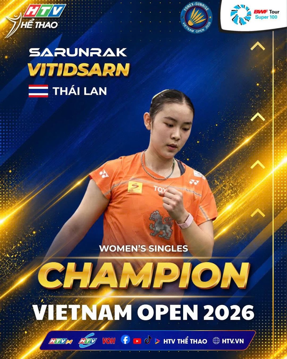 Tay vợt Thái Lan thắng đối thủ hơn 67 bậc để vô địch Vietnam Open 2026 - Ảnh 1.