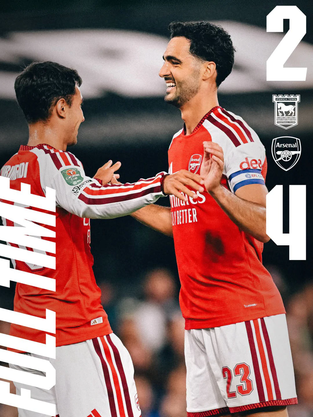 Chân sút 16 tuổi góp công vào 3/4 bàn, Arsenal thắng tưng bừng Ipswich ở Cúp Liên đoàn Anh - Ảnh 2. Arsenal