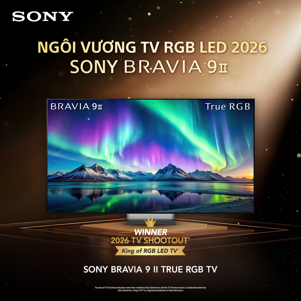 Sony BRAVIA 9 II được vinh danh "King of RGB LED TV 2026" - Ảnh 1. Sony BRAVIA 9 II được vinh danh "King of RGB LED TV 2026" - Ảnh 1.