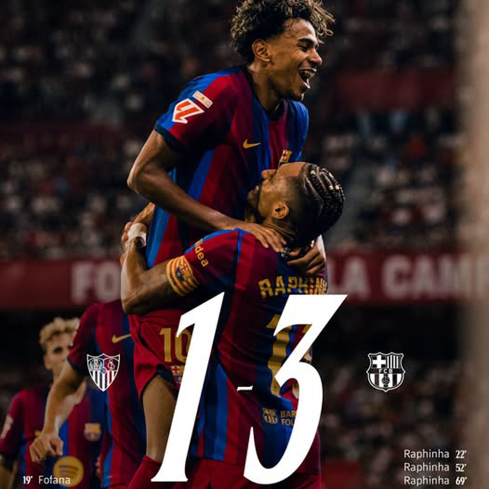 Rafinha lập hat-trick, Barcelona ngược dòng bản lĩnh trước Sevilla, xây chắc ngôi đầu La Liga - Ảnh 2. Rafinha lập hat-trick, Barcelona ngược dòng bản lĩnh trước Sevilla, xây chắc ngôi đầu La Liga - Ảnh 2.