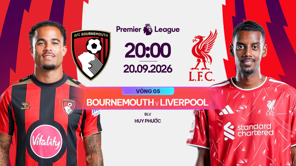 Link xem trực tiếp bóng đá Bournemouth vs Liverpool 20h00 ngày 20/9, vòng 5 Ngoại hạng Anh - Ảnh 2. Link xem trực tiếp bóng đá Bournemouth vs Liverpool 20h00 ngày 20/9, vòng 5 Ngoại hạng Anh - Ảnh 2.