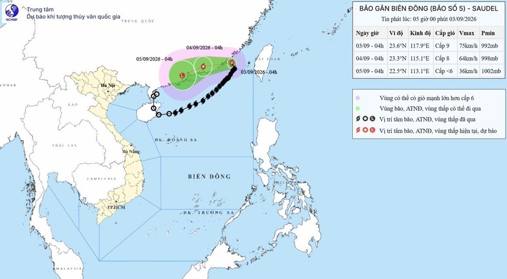 Bão số 5 di chuyển về phía đất liền Quảng Đông (Trung Quốc), khu vực cao nguyên Trung bộ có mưa lớn cục bộ - Ảnh 1. Bão số 5 di chuyển về phía đất liền Quảng Đông (Trung Quốc), khu vực cao nguyên Trung bộ có mưa lớn cục bộ - Ảnh 1.