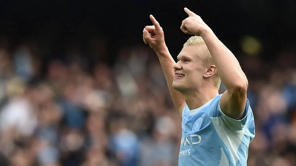 Haaland lại ghi bàn, Man City thắng nghẹt thở trong trận đấu có 8 bàn thắng - Ảnh 1. Haaland lại ghi bàn, Man City thắng nghẹt thở trong trận đấu có 8 bàn thắng - Ảnh 1.