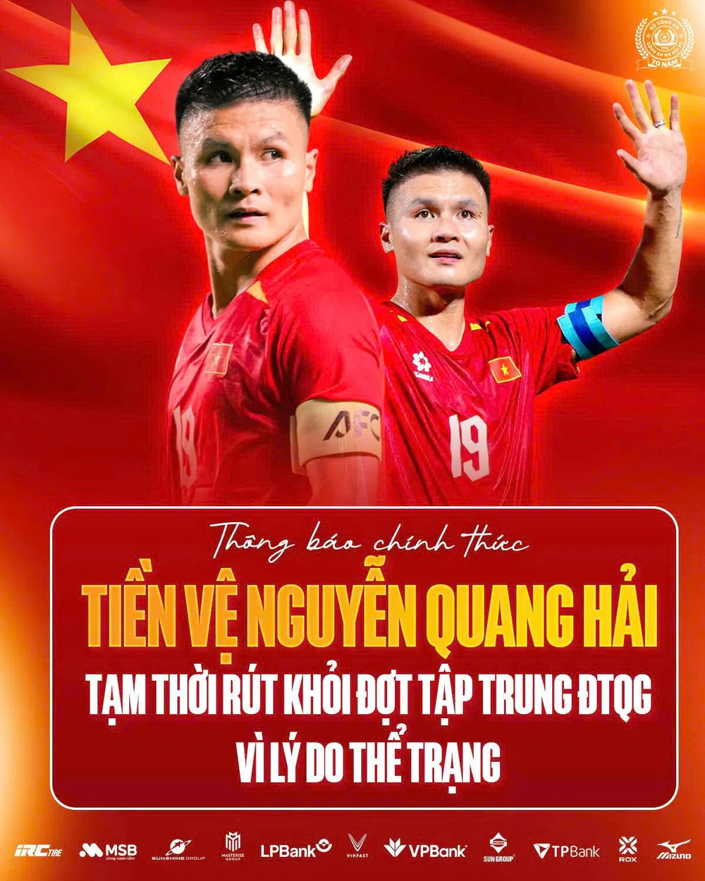 CLB Công An Hà Nội thông báo về việc Quang Hải không dự FIFA ASEAN Cup 2026 cùng ĐT Việt Nam - Ảnh 1. CLB Công An Hà Nội thông báo về việc Quang Hải không dự FIFA ASEAN Cup 2026 cùng ĐT Việt Nam - Ảnh 1.