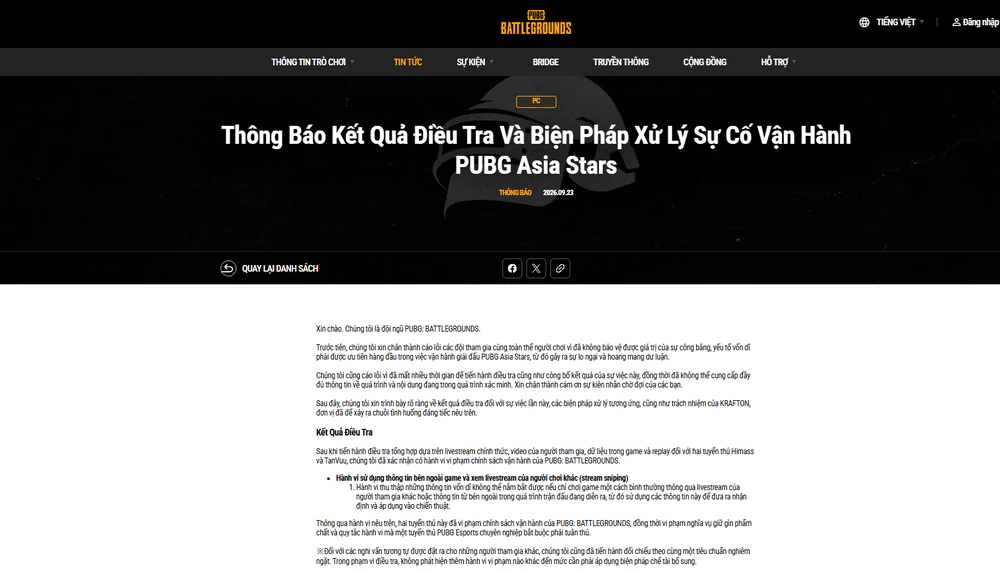 2 game thủ Việt Nam bị cấm thi đấu PUBG vĩnh viễn sau vụ việc liên quan nữ streamer Hàn Quốc - Ảnh 2. 2 game thủ Việt Nam bị cấm thi đấu PUBG vĩnh viễn sau vụ việc liên quan nữ streamer Hàn Quốc - Ảnh 2.