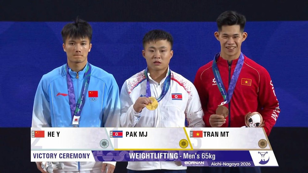 Trần Minh Trí giành HCĐ cử tạ ASIAD 2026 - Ảnh 1. Trần Minh Trí giành HCĐ cử tạ ASIAD 2026 - Ảnh 1.
