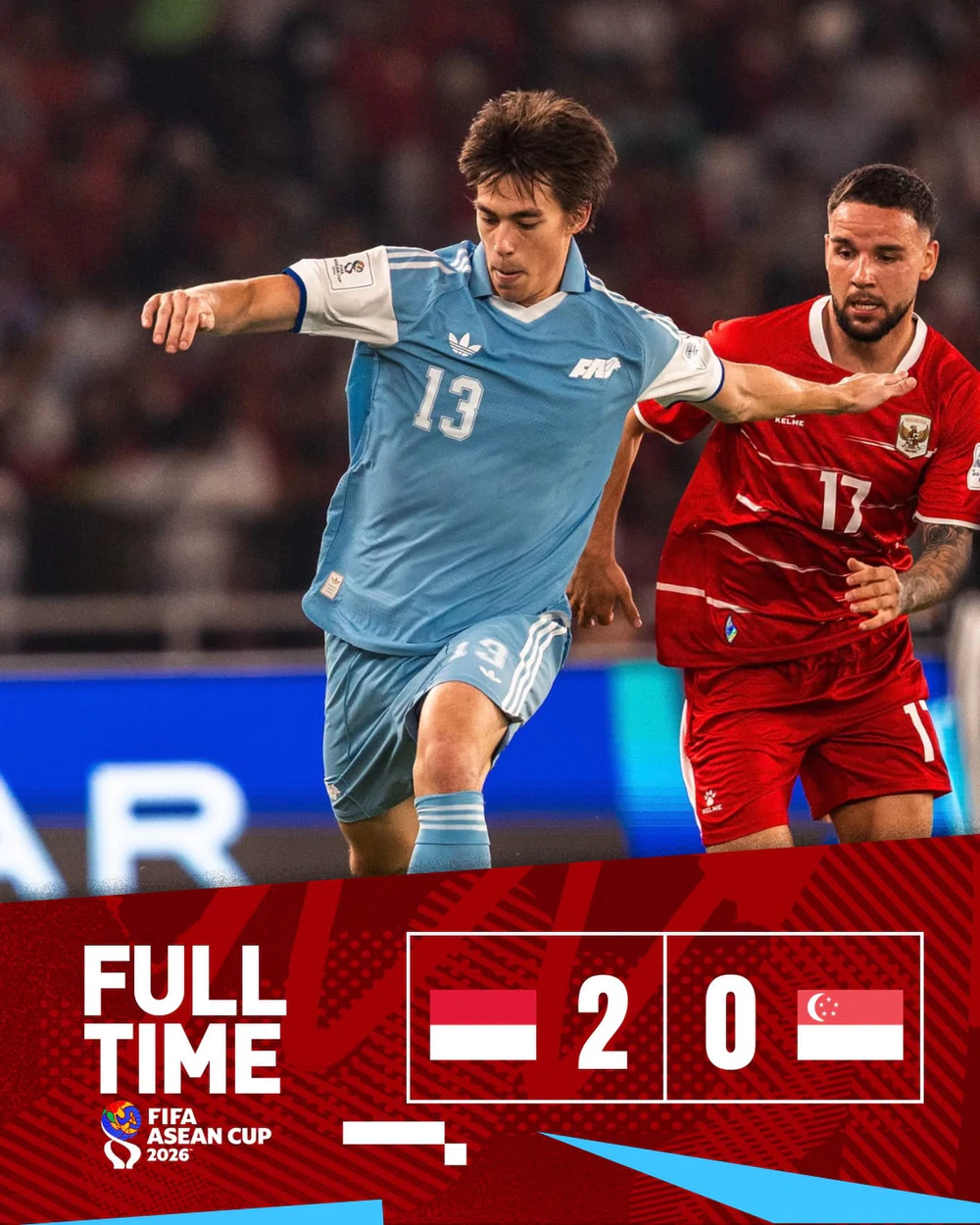 ĐT Singapore nhận thẻ đỏ, ĐT Indonesia thắng 2-0 ở trận ra quân FIFA ASEAN Cup 2026 - Ảnh 1. ĐT Singapore nhận thẻ đỏ, ĐT Indonesia thắng 2-0 ở trận ra quân FIFA ASEAN Cup 2026 - Ảnh 1.