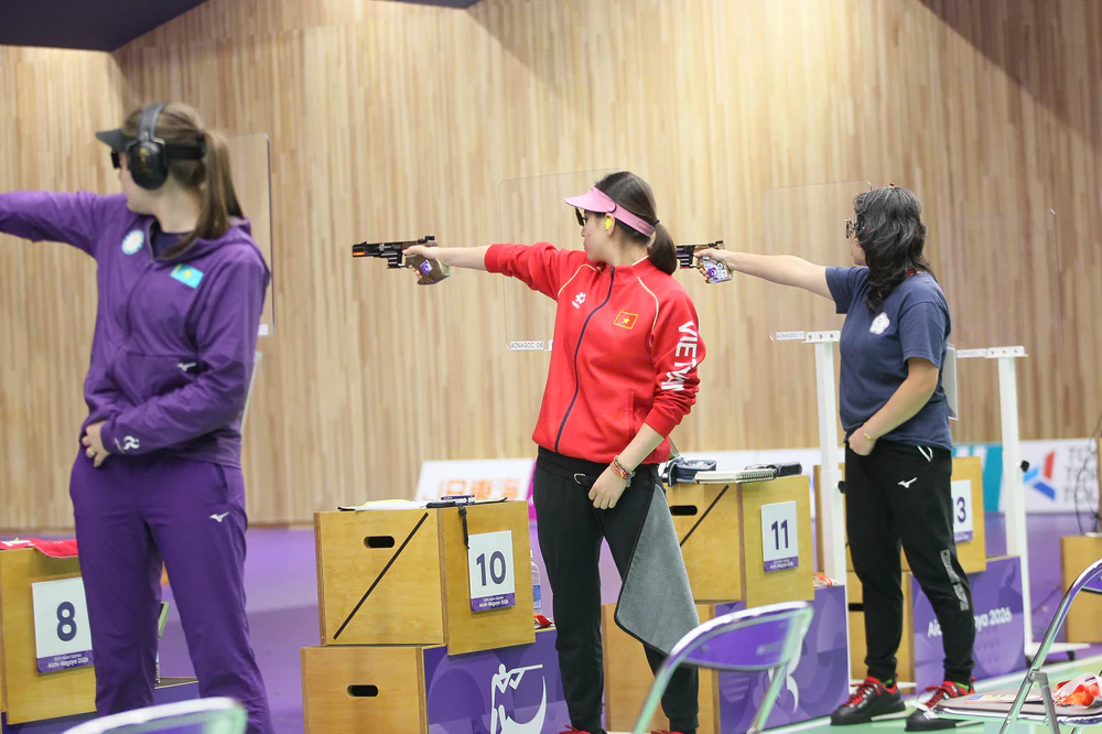 Trực tiếp ASIAD 2026 hôm nay ngày 27/9: Trịnh Thu Vinh thi đấu tốt ở nội dung 25 m súng ngắn bắn chậm - Ảnh 3. Trực tiếp ASIAD 2026 hôm nay ngày 27/9: Trịnh Thu Vinh thi đấu tốt ở nội dung 25 m súng ngắn bắn chậm - Ảnh 3.