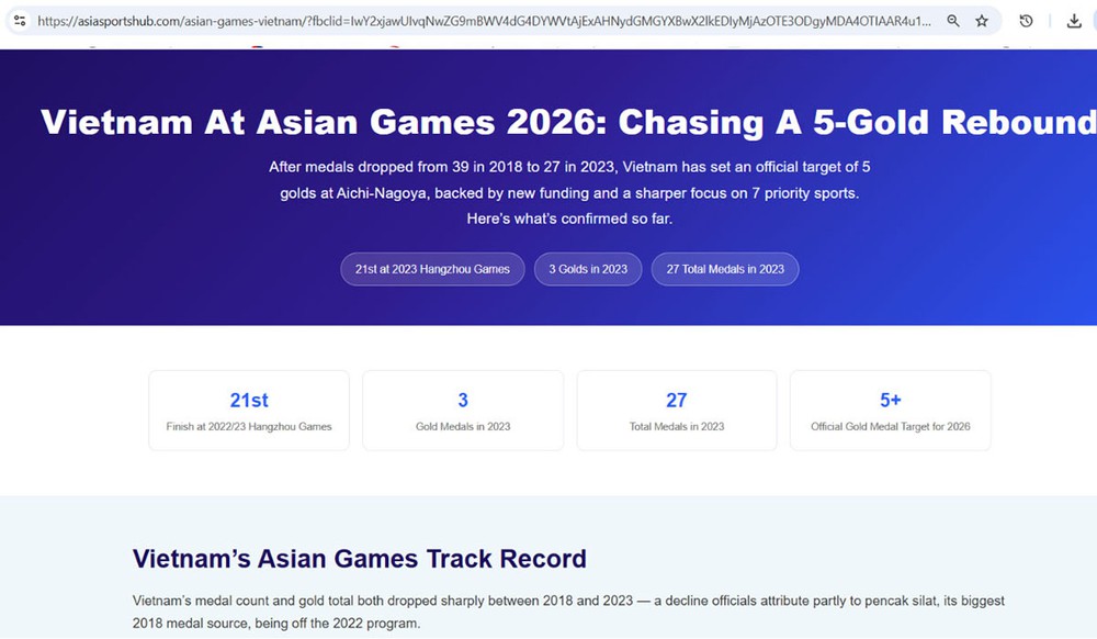 Trang thể thao châu Á nhận định về đoàn thể thao Việt Nam ở ASIAD 2026 - Ảnh 1. ASIAD 2026