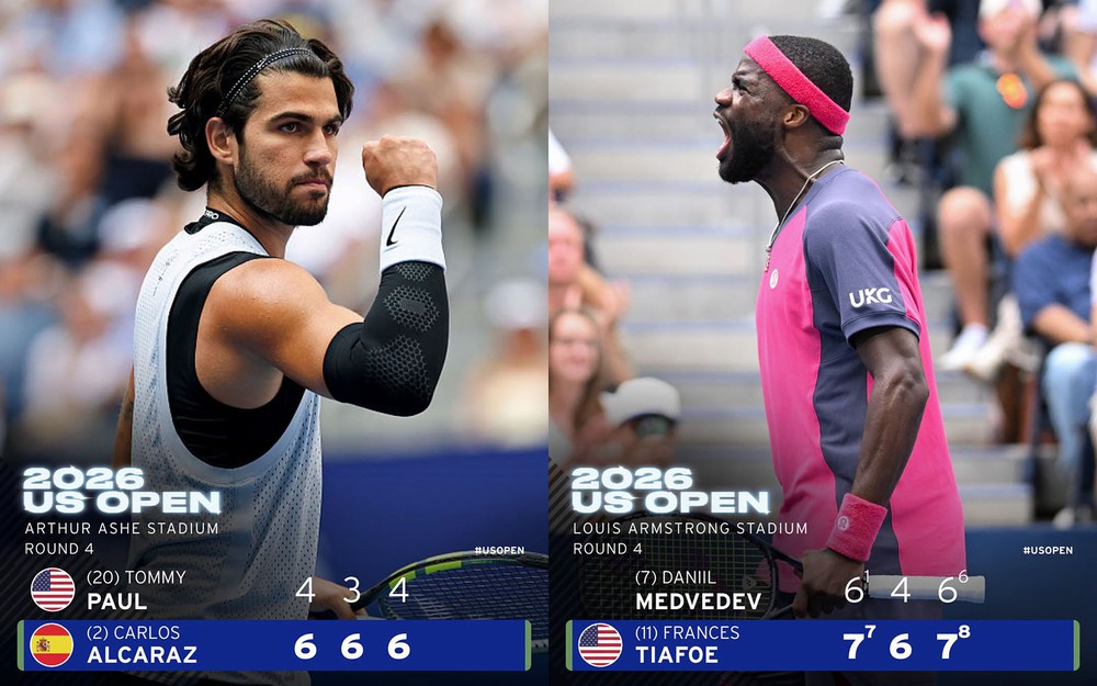 Kết quả US Open 2026 hôm nay 7/9: Alcaraz thẳng tiến vào tứ kết, Tiafoe loại Medvedev - Ảnh 1.