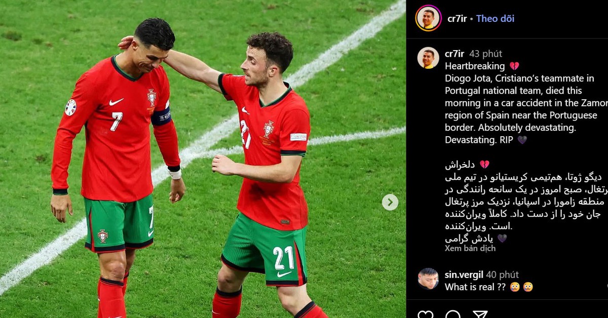 Từ Ronaldo tới Klopp, từ Arne Slot tới Neville, thế giới bóng đá bàng hoàng  trước sự ra đi của Diogo Jota