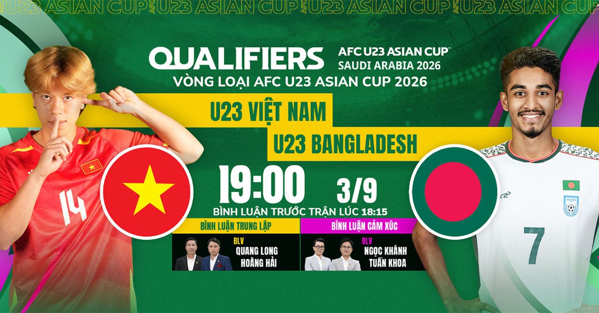 Lịch thi đấu bóng đá hôm nay 3/9: Trực tiếp U23 Việt Nam đấu với U23 ...