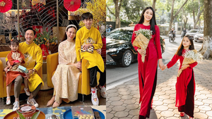 Dàn nhóc tỳ Vbiz diện áo dài ngày mùng 1 Tết: Subeo - Suchin đáng yêu, con gái Hoa hậu Hà Kiều Anh gây 'đốn tim'
