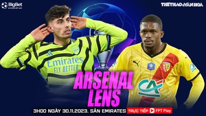 Nhận định bóng đá Arsenal vs Lens (03h00 hôm nay 30/11), vòng bảng Cúp C1 châu Âu