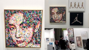 Tác phẩm nghệ thuật mô tả V BTS được trưng bày tại triển lãm World Art Expo Seoul 2023