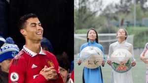 Huỳnh Như xinh như hoa hậu khi diện áo dài và nón lá Việt Nam cùng dàn sao nữ Lank, tái hiện màn ăn mừng của Ronaldo