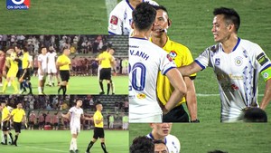 Cận cảnh Văn Quyết nhận thẻ đỏ, thủ môn và dàn sao Hà Nội FC nổi nóng vây lấy trọng tài