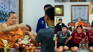 U22 Thái Lan tới ngôi chùa nổi tiếng cầu may mắn, hy vọng giành lại HCV SEA Games từ U22 Việt Nam