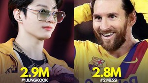 Hashtag số 1 YouTube: Jungkook BTS vượt qua siêu sao Messi