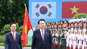 Chủ tịch nước Võ Văn Thưởng chủ trì Lễ đón Tổng thống Hàn Quốc Yoon Suk Yeol