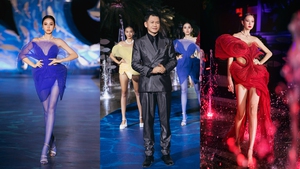Hoa hậu Bảo Ngọc catwalk trên nước, Á hậu Ngọc Hằng mở màn ấn tượng BST của NTK Hoàng Minh Hà