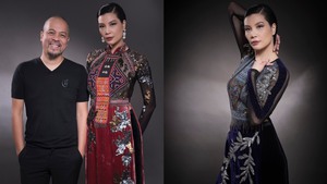 Siêu mẫu Vũ Cẩm Nhung quyến rũ trong loạt áo dài thổ cẩm mới nhất của NTK Đức Hùng