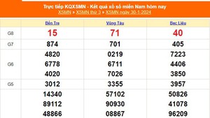 XSMN 30/1, kết quả xổ số miền Nam hôm nay 30/1/2024, KQXSMN thứ Ba ngày 30 tháng 1