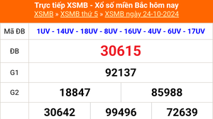 XSMB 24/10 - Kết quả Xổ số miền Bắc hôm nay 24/10/2024 - KQSXMB thứ Năm ngày 24 tháng 10